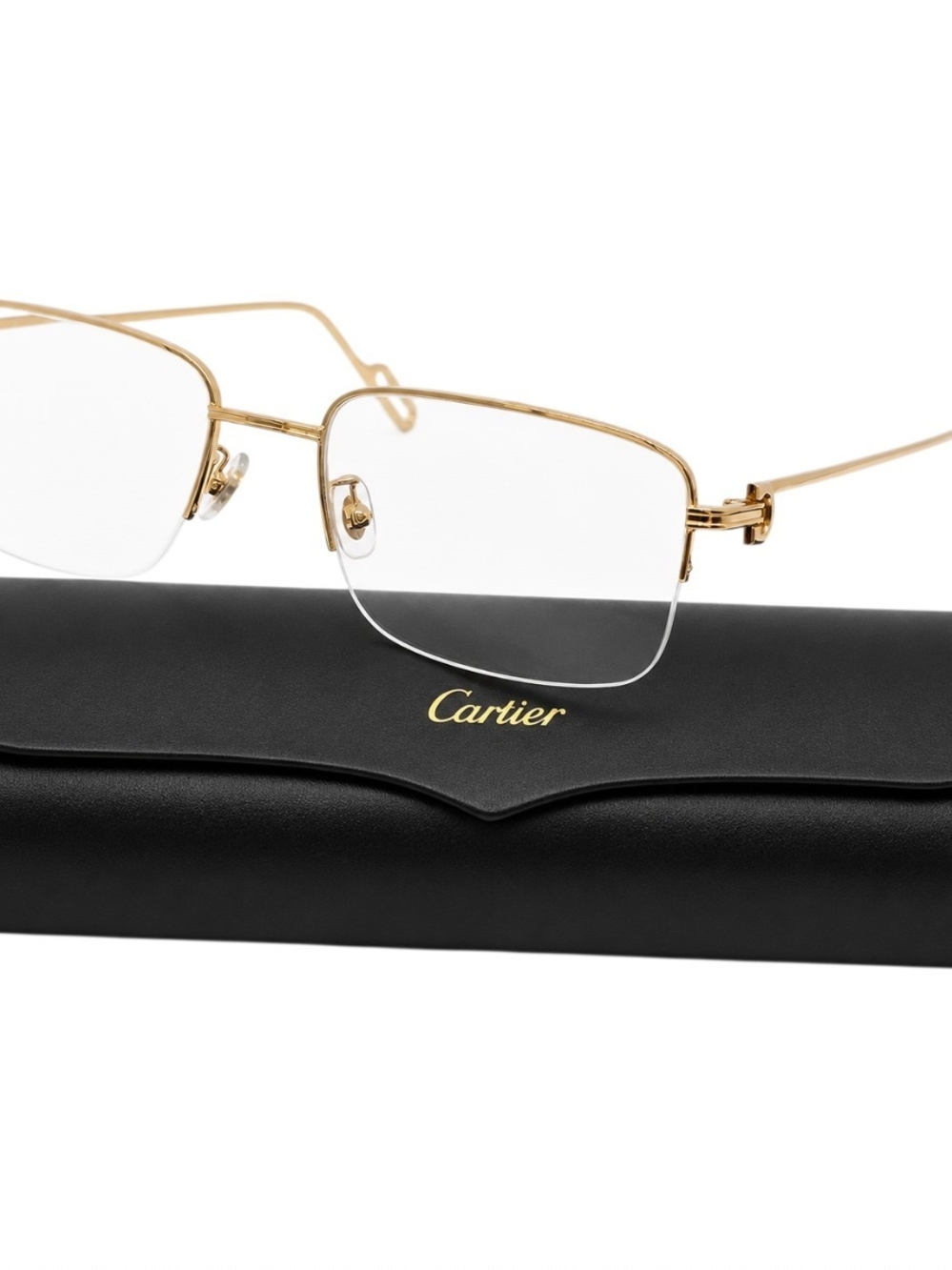 Cartier Women's Gold Rimless Eyeglasses with Black Case